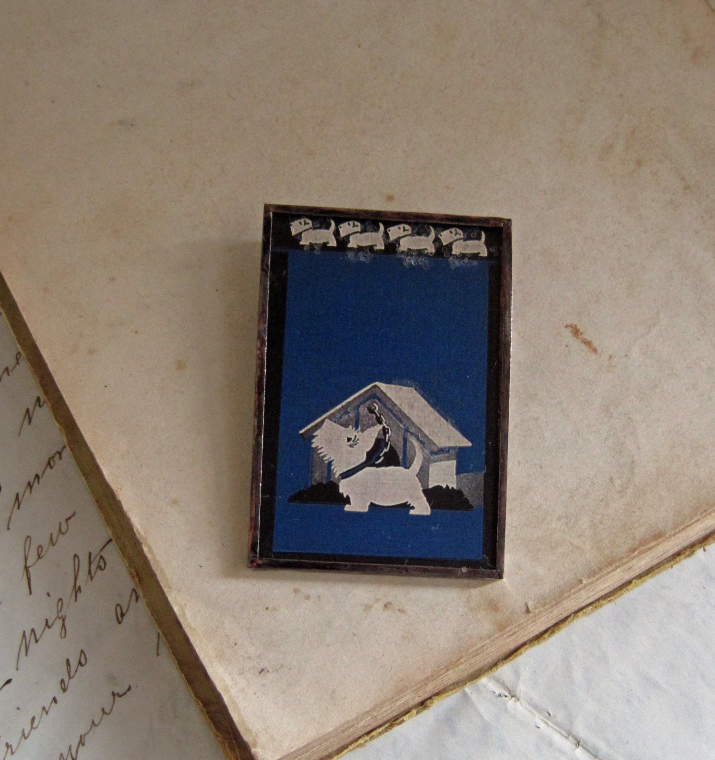 Westie Art Deco Pin Brooch Glitter Paper Jewelry Silhouette