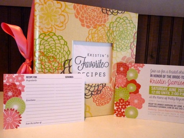 Floral Recipe Shower Package: Recipe Album and Printable Shower Invitation and Recipe Card, pick your colors