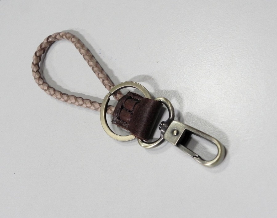 Natural Braided Leather Key Ring Key Chain Key Holder Key Fob