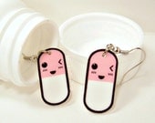 Happy Pills Earring Capsules Japanese Emoticons Kaomoji Pastel Goth Fairy Kei - PINK ONLY