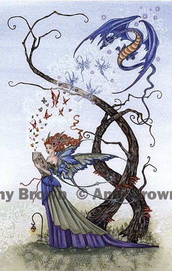 Dragon and fairy  PRINT by Amy Brown Possibilities