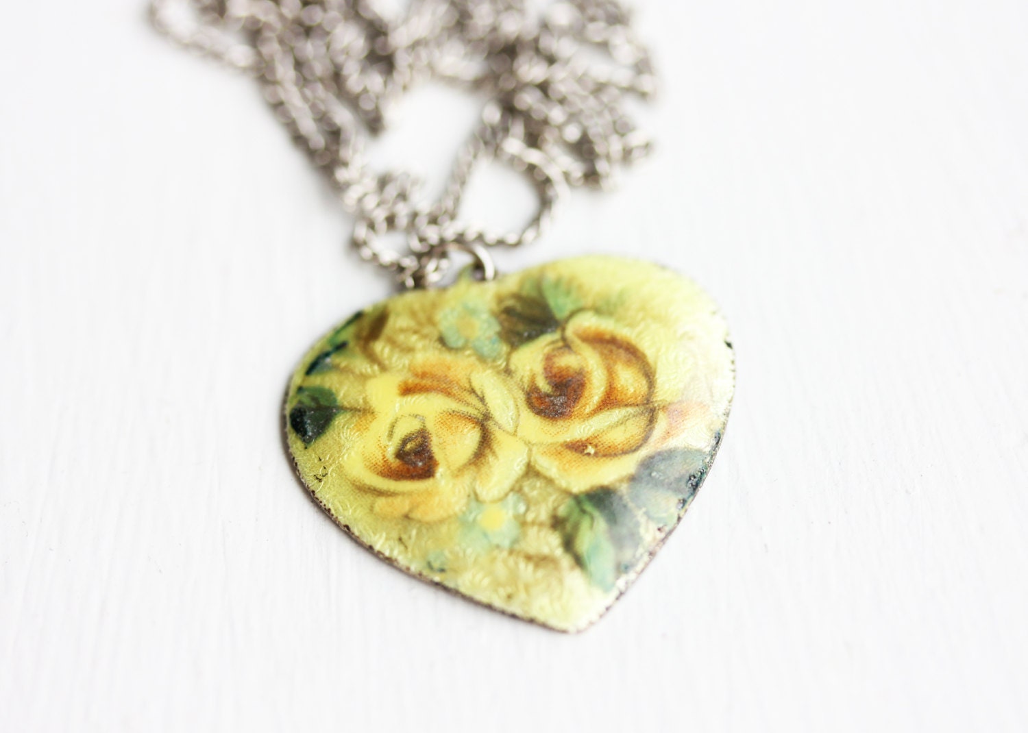Flower Heart Enamel Necklace
