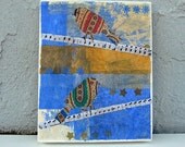 Bird Art Canvas Original Mixed Media Collage 8 x 10