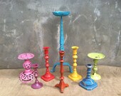 Upcycled - Festival of Color - Vintage Metal - Brass Candle Holder Collection - Rustic Boho Funky Farmhouse CHIC