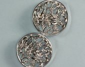 Vintage Bold Silver Tone Clip Earrings Signed Tara 1960s Fashion