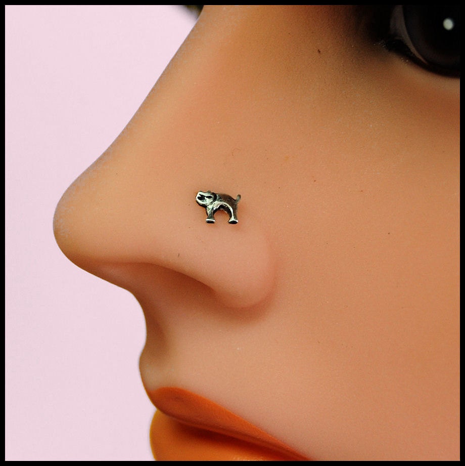 Cat Nose Stud Kitten Nose Ring El Gato Nose Stud in Sterling Silver CUSTOMIZE