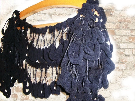 Crochet Scarf -  Christmas fashion Black Mulberry Scarf No12-  Cocoon Scarf- fall autumn winter accessories - Womens scarf