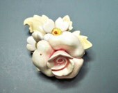 Vintage Art Deco Celluloid Brooch - Small - 1920s - Roses - Pastels - Flowers - Bouquet - Early Plastic