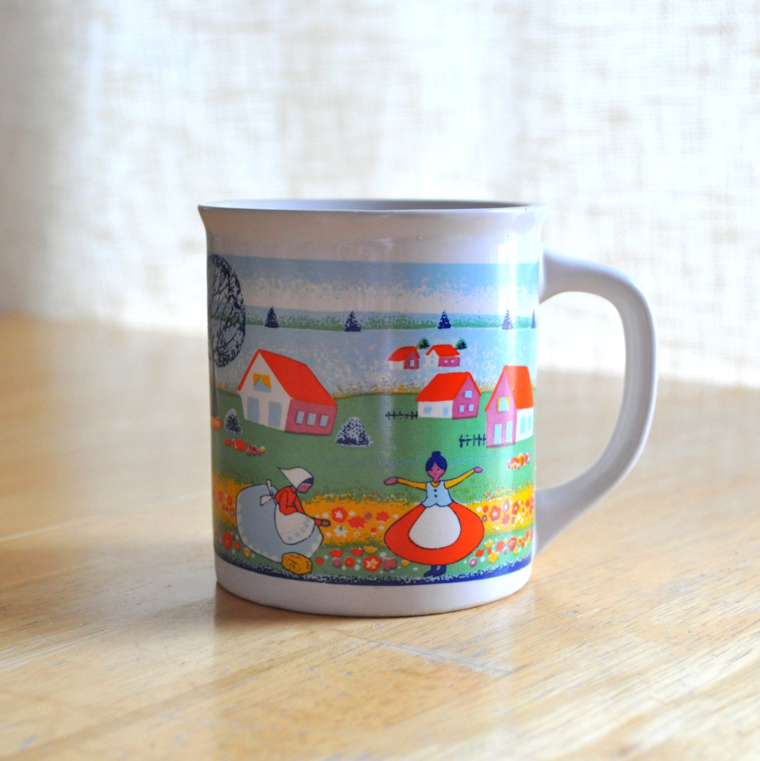 retro countryside scene mug