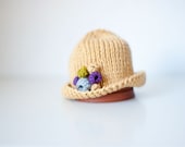 Modern Cotton Baby Girl Hat for Spring and Summer - First Flowers -  Newborn - Made to Order - OOAK