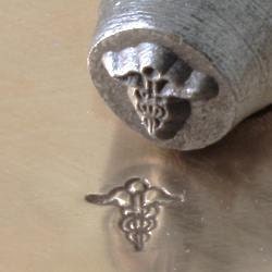 CADUCEUS Medical Symbol - 6mm Metal Design Punch for Personalized Stamped Jewelry Blanks
