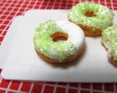 Miniature Donut - HALF Green Sugar -1/4 Scale for BJD, MSD, YoSD, Unoa, Resin Dolls etc