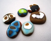 Brown and colorful Glass Stones Worry Stone Lucky Stone Remembrance Jewelry  supply