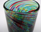 Artisan Hand Blown Drinking Glass, Green Multi color blown stemless wine glass, beer glass, jucie cup, tumbler GRP- A