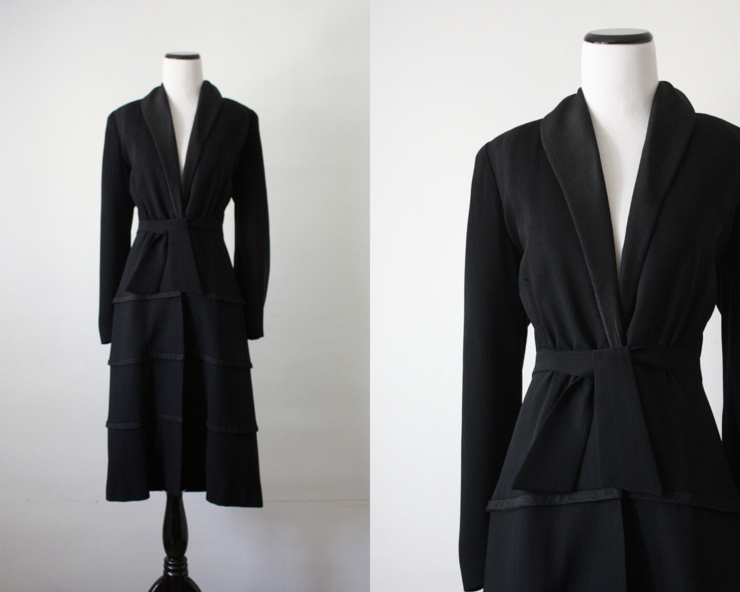 vintage 1940's black tiered coat
