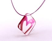 Pink Valentine Heart Necklace, Handmade Perspex Pendant