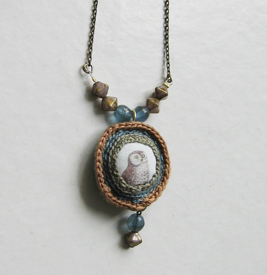 Spring owl necklace