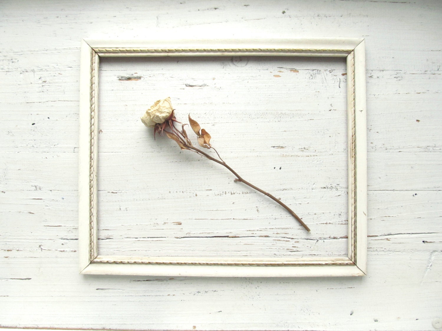 Lovely Vintage Ivory and Gold Wood Frame