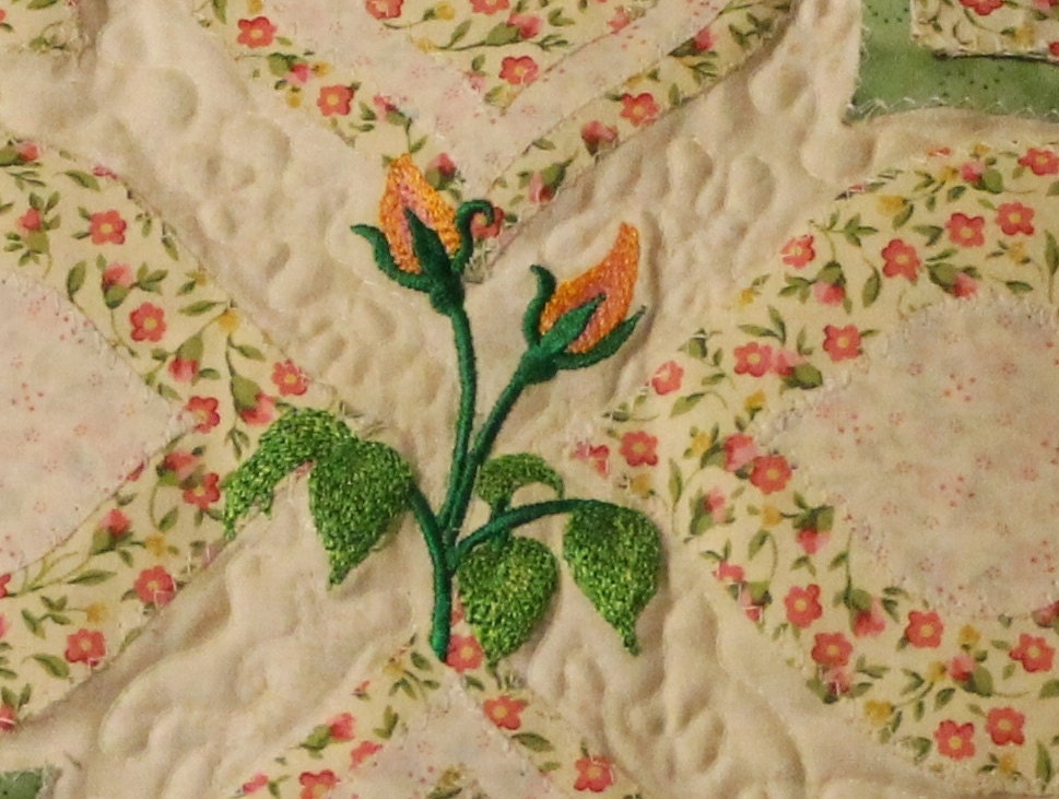 Quilted Hearts and Roses Pillow Cover