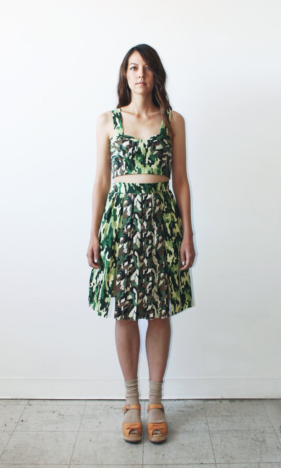 Camo Cropped Bustier Top