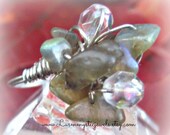 Labradorite Wrapped Ring, Sterling Silver, Chakra Jewelry, Cocktail Statement ,Direct Checkout