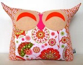 Orange nursery decor/ SMILE hoot sunrise/ owl pillow/ready to ship