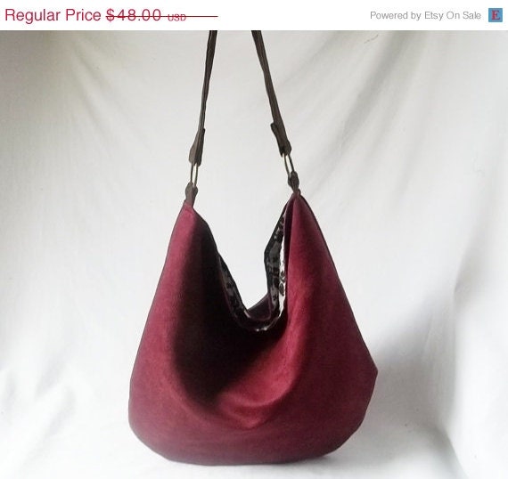Weekend Sale - Hobo - Burgundy Vegan suede slouch bag - Handmade handbag - Pick your COLOR - Made to Order