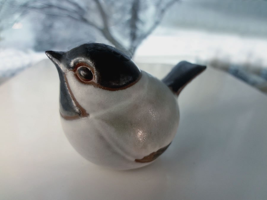 Ceramic Chickadee Sculpture