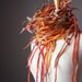 Felted scarf wool Orange earthy  Fish net for Spring , Roots and branches scarf