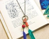 Camp Fire Scout Necklace - Blue/Green Feathers