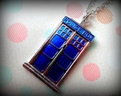 Blue Police Box Necklace. Inspired by Dr. Who Series.