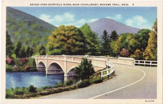 Vintage Massachusetts Postcard - Bridge over the Deerfield River, Mohawk Trail (Unused)