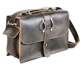 Men's Leather Satchel - Leather Messenger Bag - Leather Laptop Bag - Rustic Industrial Briefcase Design