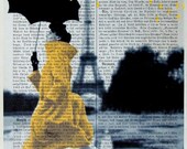 YELLOW RAIN Giclee Print Poster Mixed Media Painting