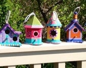 Mini Wood Birdhouse for indoor or outdoor use custom hand painted to meet your design and color choice