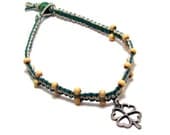 Lucky Green Four Leaf Clover Hemp Anklet