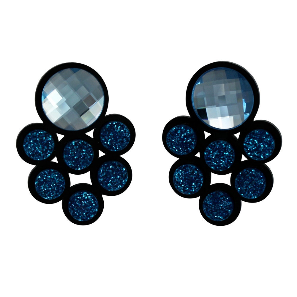 Galaxy perspex earrings blue Swarovski crystals