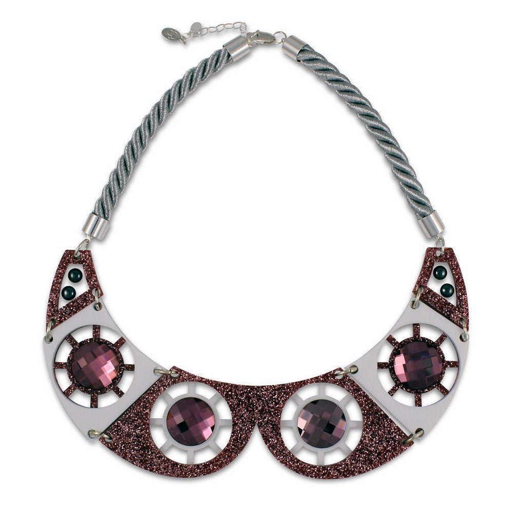 Celestial collar necklace pink Swarovski crystals