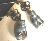The Cat's Meow - Striped Glass Cat Earrings