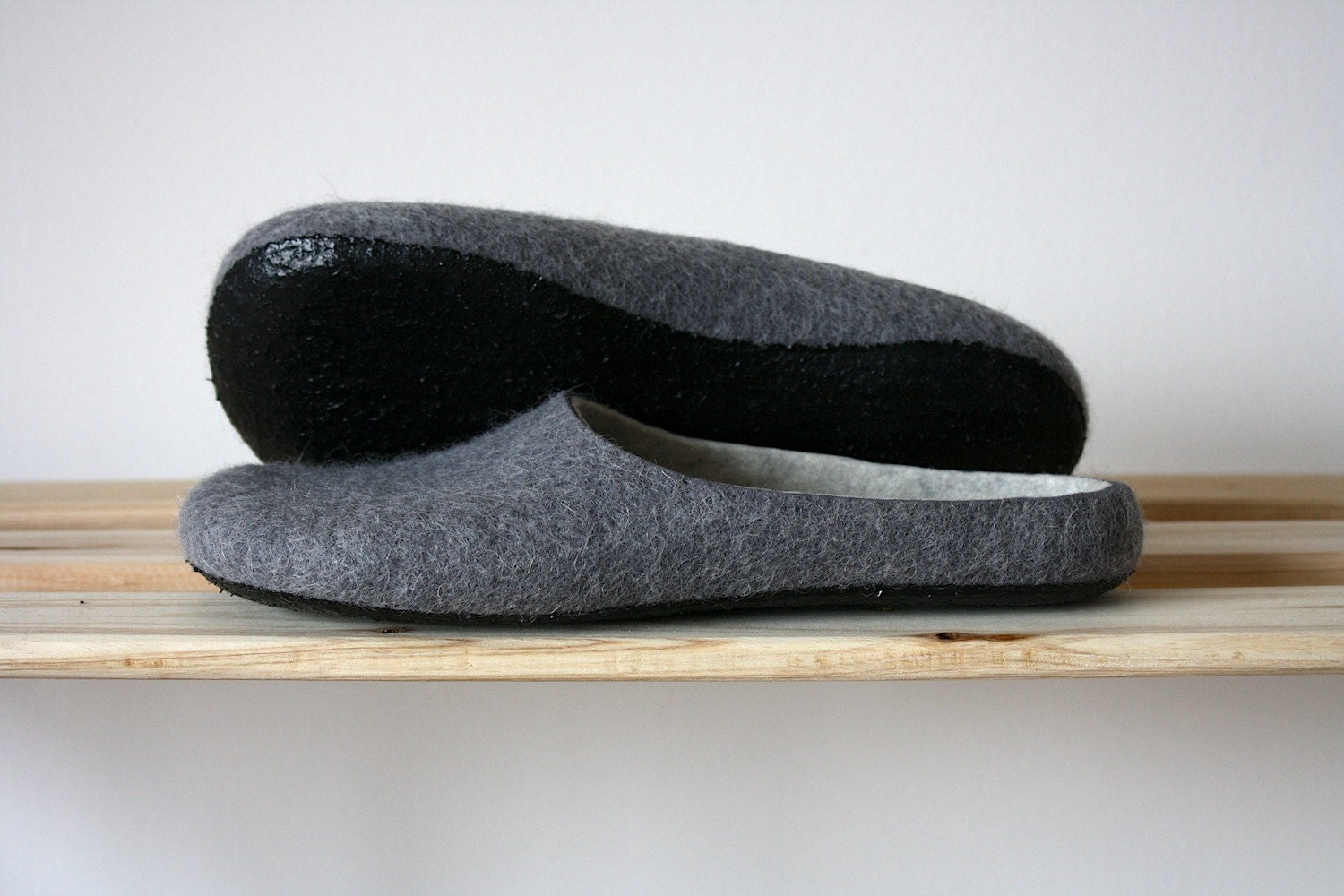 White Grey Black "  Wool felted clogs for adults Handmade to Order in any size