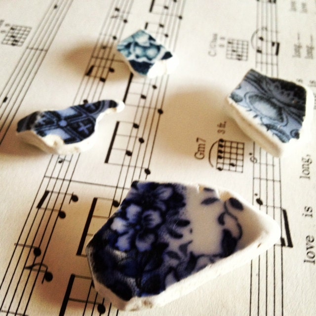 Irish Sea Pottery - Blue Floral - 4 Piece Magnet Set