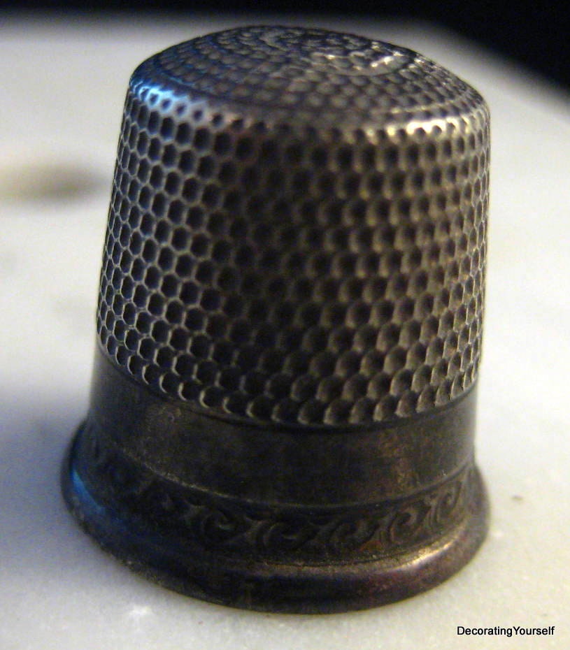 Vintage Waite Thresher  Sterling Thimble 9 Silver Sewing Quilting Crafting circa 1920s