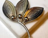 Aarre and Krogh Denmark Sterling Silver Modernist Flower Brooch A & K