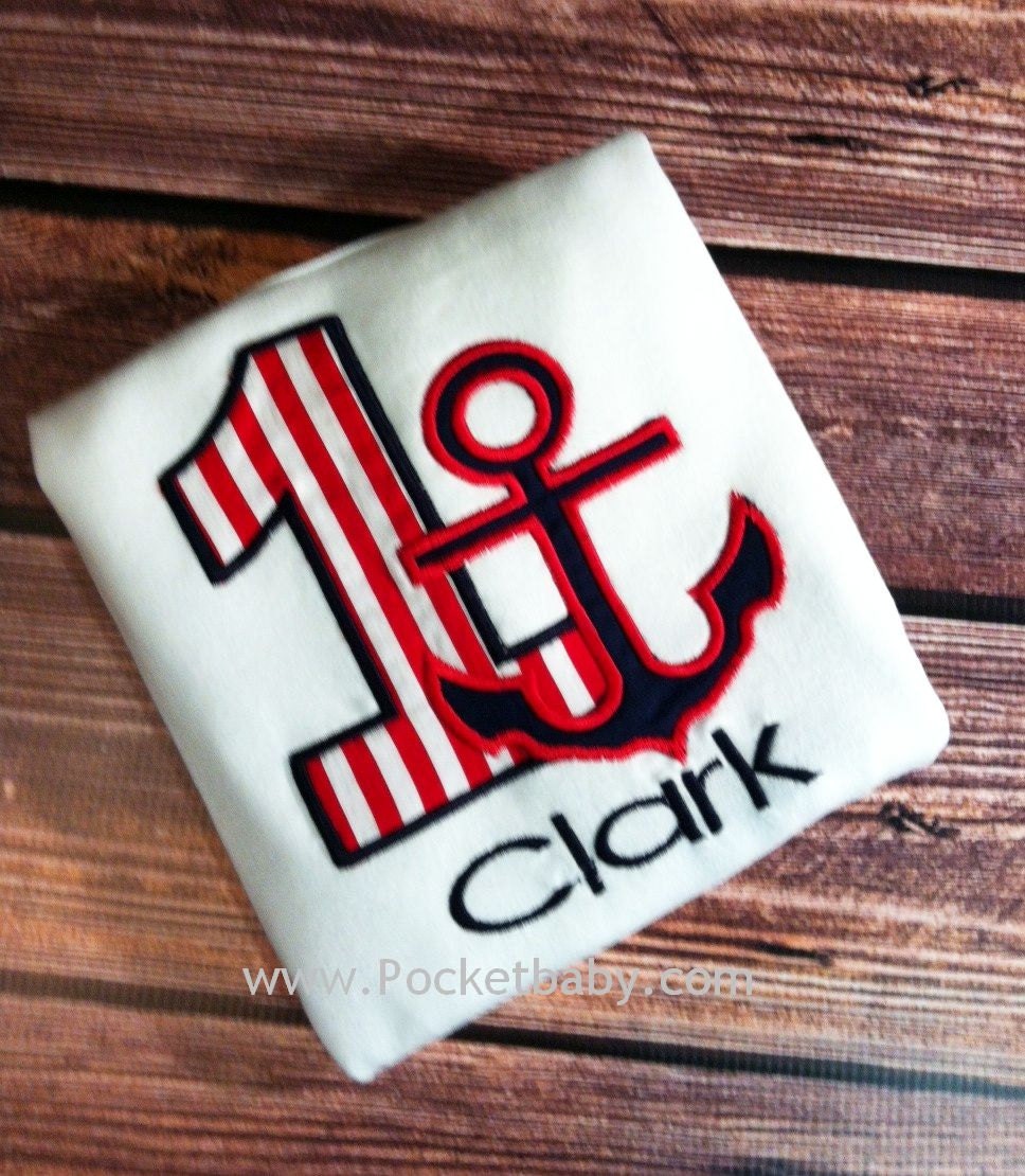 Personalized Nautical Birthday Shirt - You Choose your Fabrics - by Pocketbaby
