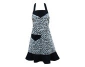 Ladies apron in beautiful black and white fabric