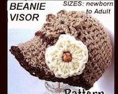 INSTANT DOWNLOAD Crochet Pattern PDF 74 -  Ashton Beanie Visor Newsboy Hat -all sizes baby to adult