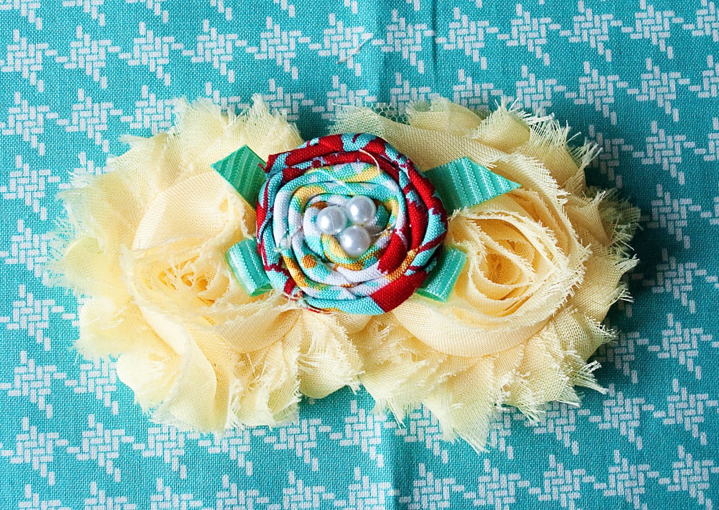 Girl's Yellow and Red Shabby Headband- 2013 Spring Collection from Mellon Monkeys