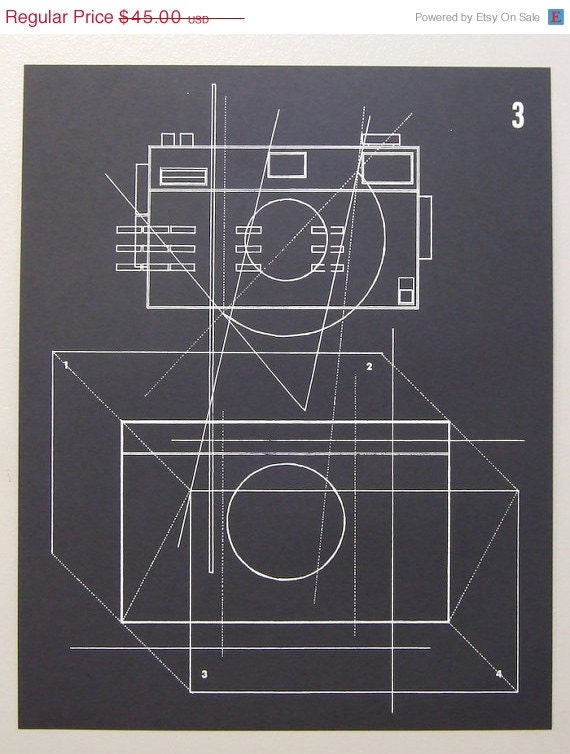 Photo Camera Diagram 1, 16 x 20 inches screen print by Ben Kafton