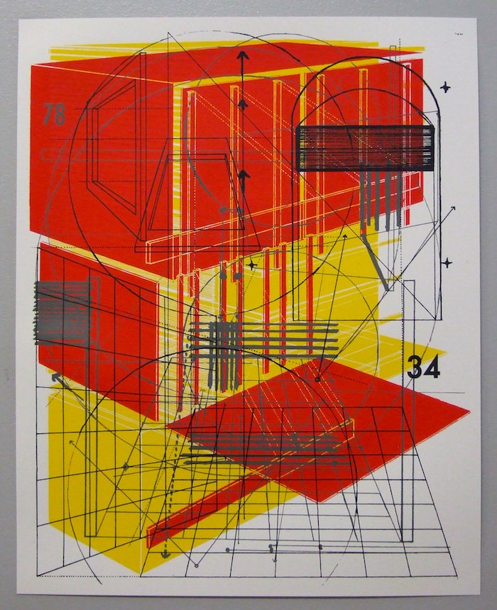 Perspective architecture 1, architectural graphic design, 16 x 20 inches silkscreen print
