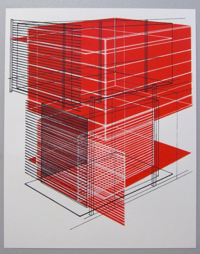 Perspective architecture 6, architectural graphic design, 16 x 20 inches silkscreen print